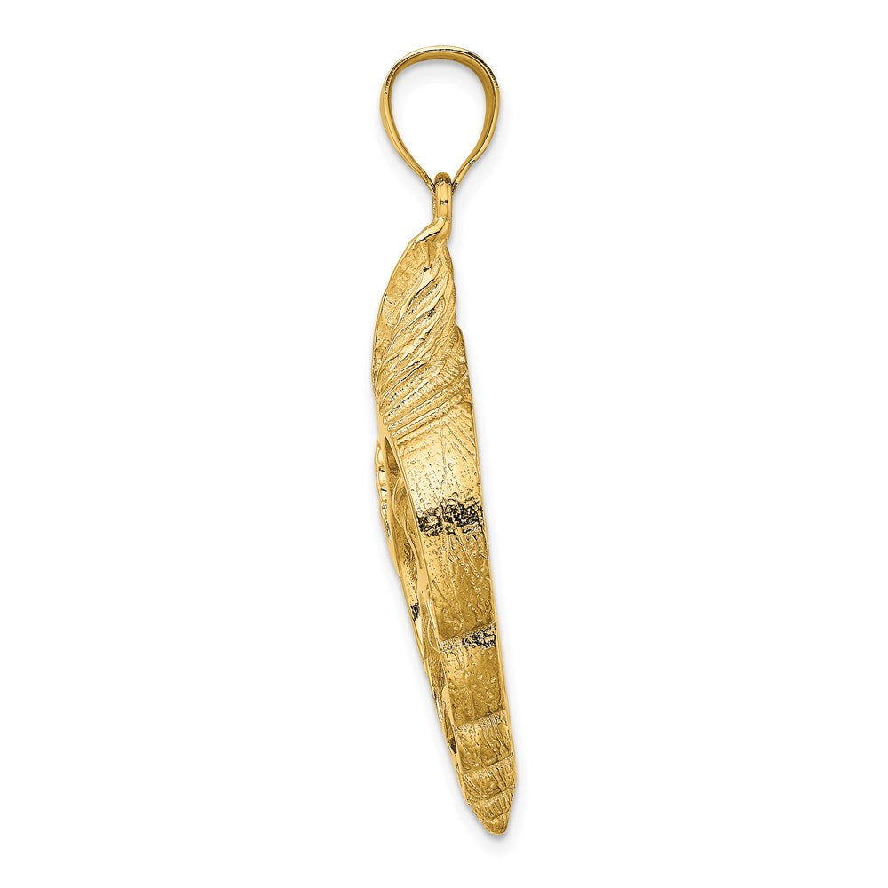 14K Gelbgold Ausgeschnittener Muschel-Skelett-Charm (Conch-Muschel)