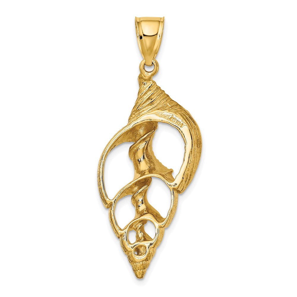 14K Gelbgold Ausgeschnittener Muschel-Skelett-Charm (Conch-Muschel)