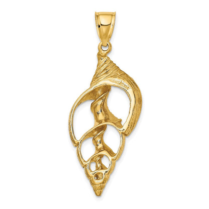14K Gelbgold Ausgeschnittener Muschel-Skelett-Charm (Conch-Muschel)