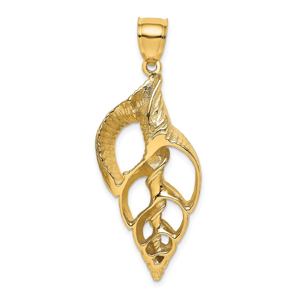 14K Gelbgold Ausgeschnittener Muschel-Skelett-Charm (Conch-Muschel)