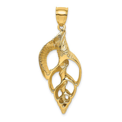 14K Gelbgold Ausgeschnittener Muschel-Skelett-Charm (Conch-Muschel)