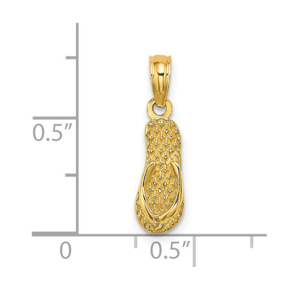 14K Gelbgold 3d Rehoboth Einfach Flip-flop Charm