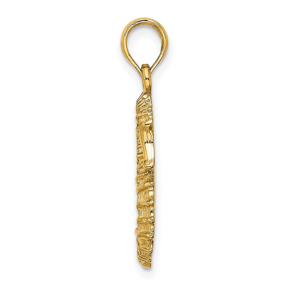 14K Gelbgold Charm Seepferdchen strukturiert