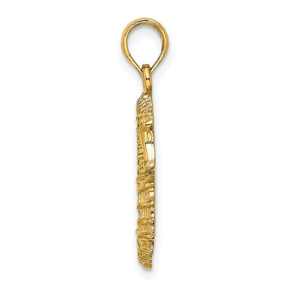 14K Gelbgold Charm Seepferdchen strukturiert