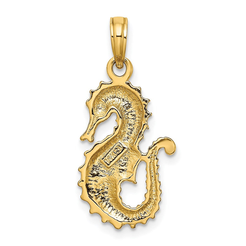 14K Gelbgold Charm Seepferdchen strukturiert