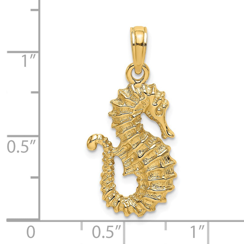 14K Gelbgold Charm Seepferdchen strukturiert