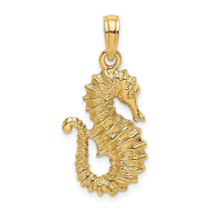 14K Gelbgold Charm Seepferdchen strukturiert