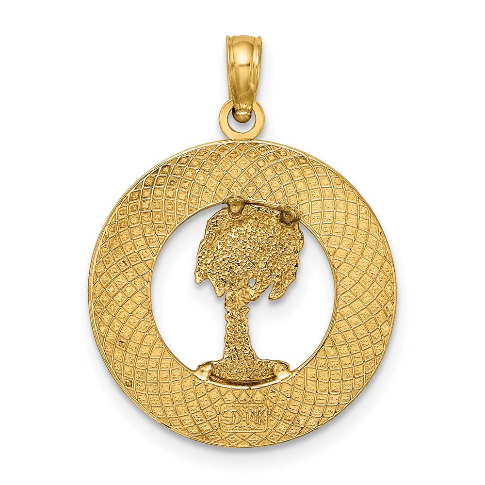 14K Gelbgold South Beach Kreis-Charm mit Palme