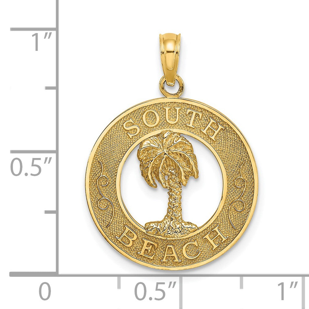 14K Gelbgold South Beach Kreis-Charm mit Palme