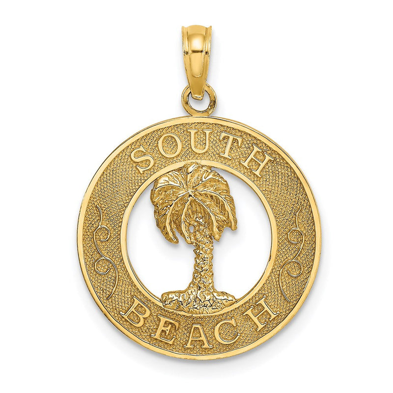 14K Gelbgold South Beach Kreis-Charm mit Palme
