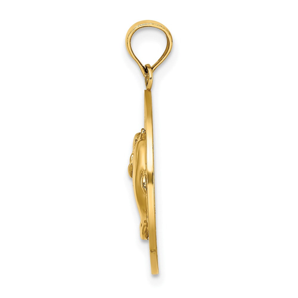 14 Karat Gelbgold MIAMI BEACH Kreis-Charm mit Delfinen