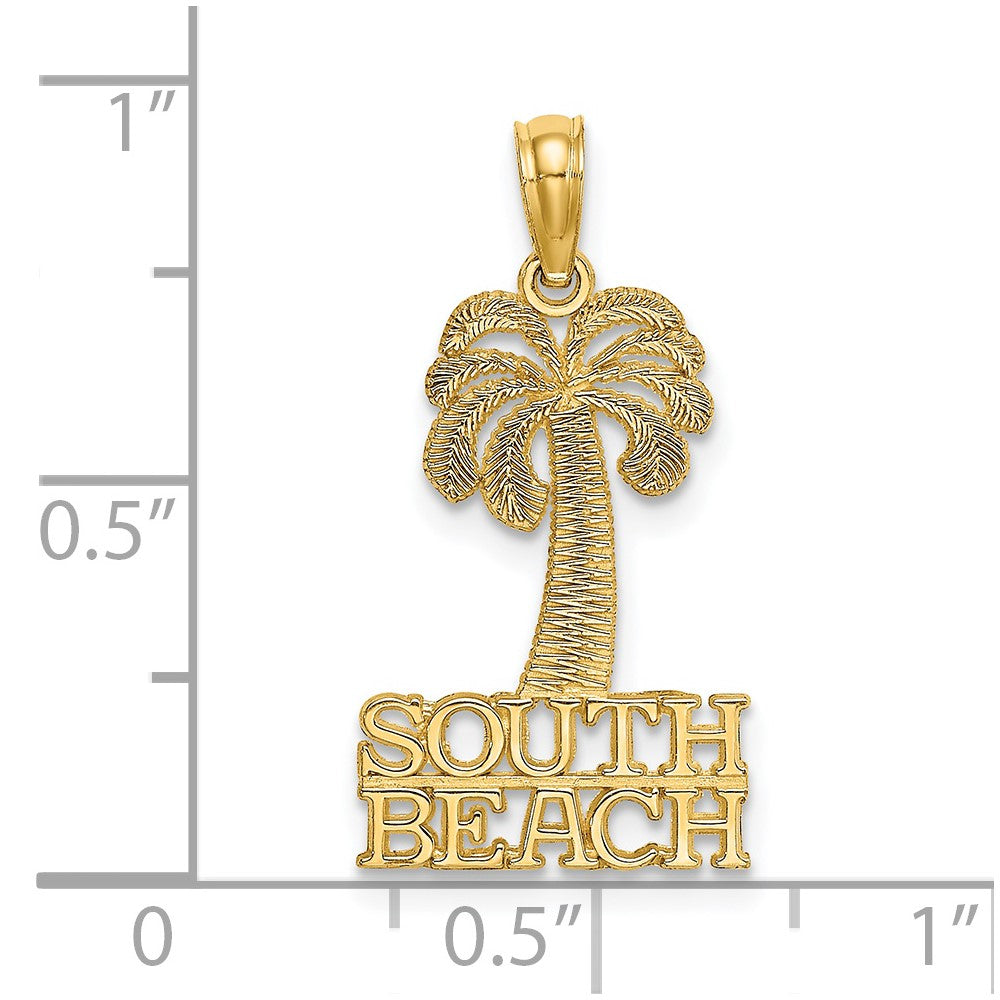 14K Gelbgold South Beach Under Palme Baum Charm
