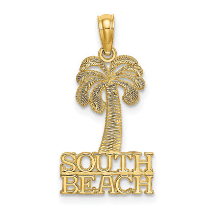 14K Gelbgold South Beach Under Palme Baum Charm