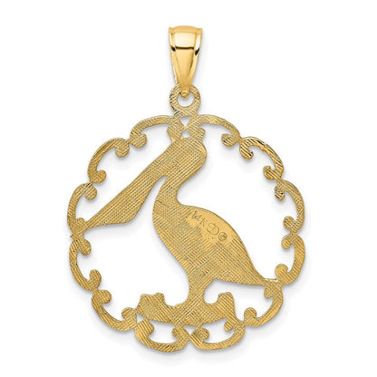 585 Gelbgold Pelikan-im-Kreis-Charm