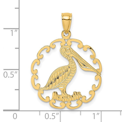 585 Gelbgold Pelikan-im-Kreis-Charm
