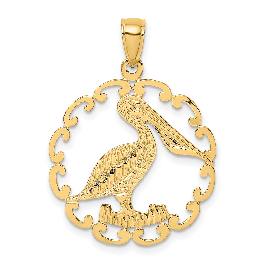 585 Gelbgold Pelikan-im-Kreis-Charm