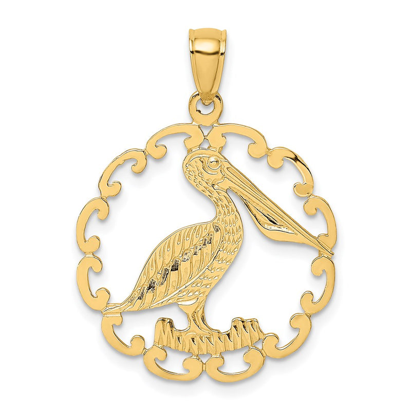 585 Gelbgold Pelikan-im-Kreis-Charm