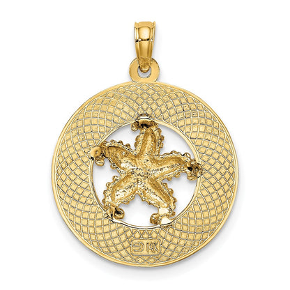 14K Gelbgold SANIBEL Charm mit Seestern-Kreis