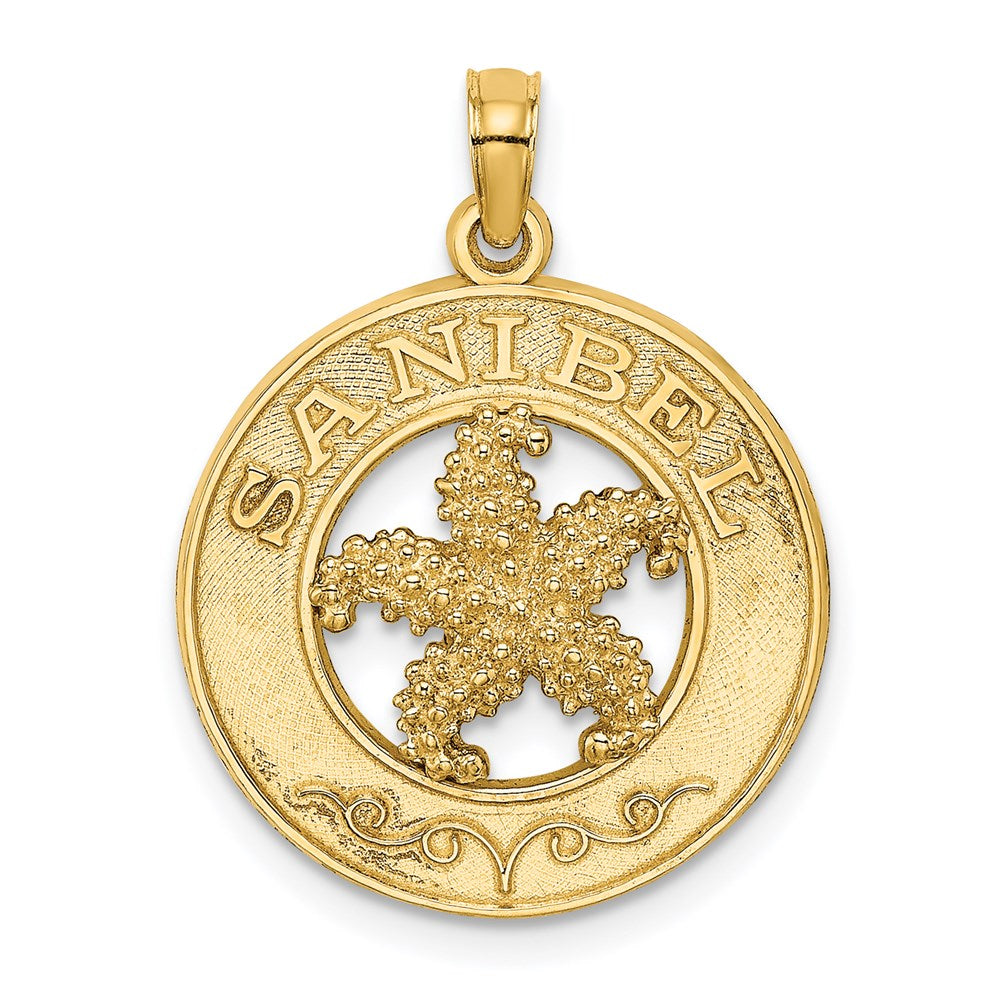 14K Gelbgold SANIBEL Charm mit Seestern-Kreis