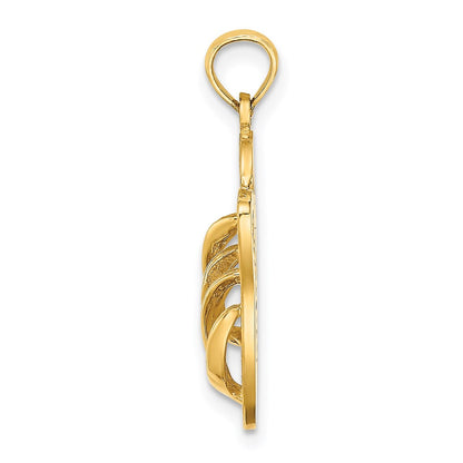 14 Karat Gelbgold 3D-Charm „Großer SANIBEL ISLAND Doppel-Flip-Flop“