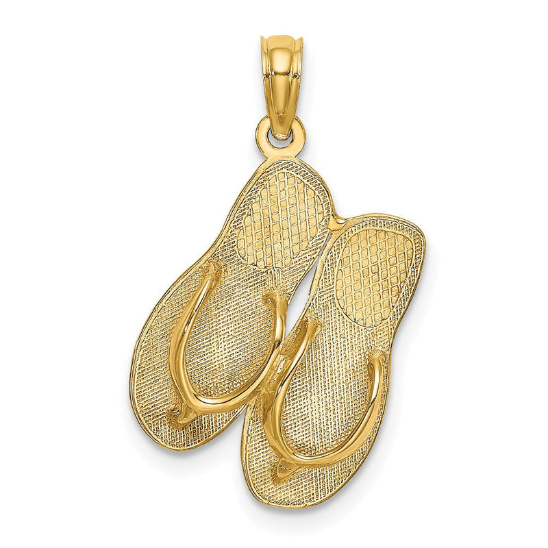 14 Karat Gelbgold 3D-Charm „Großer SANIBEL ISLAND Doppel-Flip-Flop“
