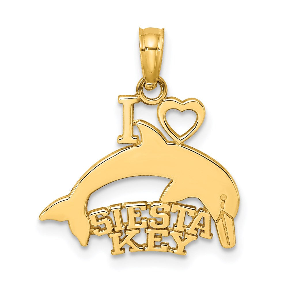 14K Gelbgold I Herz Siesta Key mit Delfin Charm