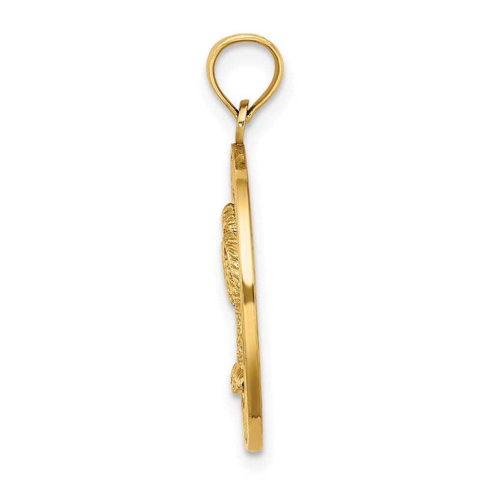 14K Gelbgold Anhänger „SIESTA KEY FLORIDA“ mit Palme im Kreis-Charm