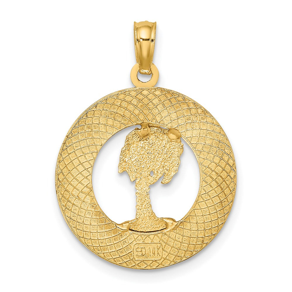 14K Gelbgold Anhänger „SIESTA KEY FLORIDA“ mit Palme im Kreis-Charm