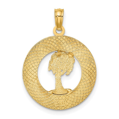 14K Gelbgold Anhänger „SIESTA KEY FLORIDA“ mit Palme im Kreis-Charm