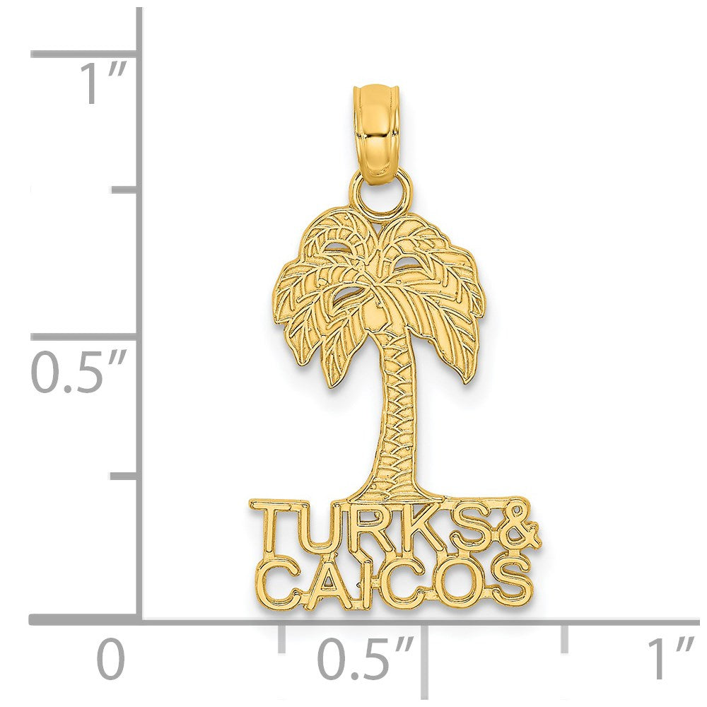 14K Gelbgold Turks und Caicos Palme Baum Charm