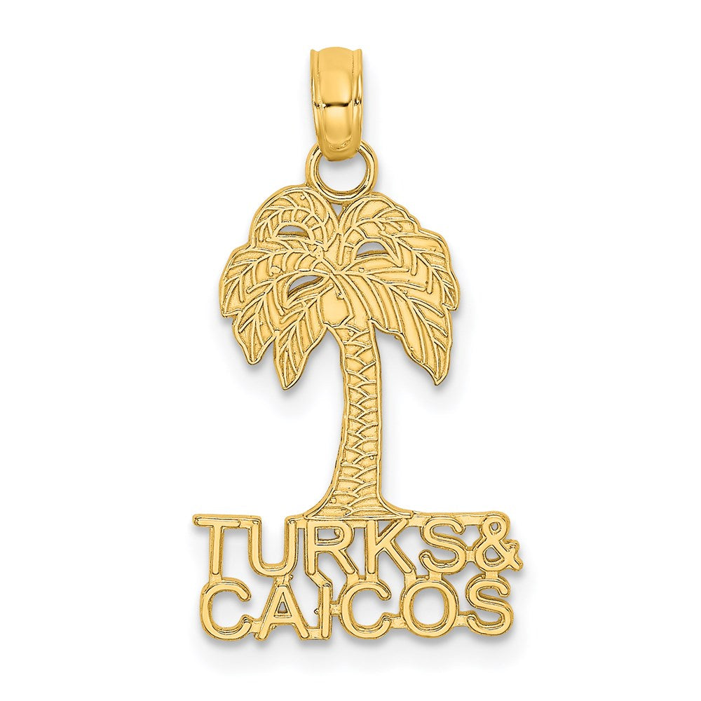 14K Gelbgold Turks und Caicos Palme Baum Charm