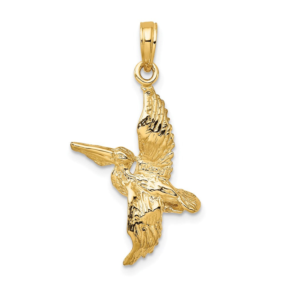 14K Gelbgold 3-D Pelikan im Flug Charm