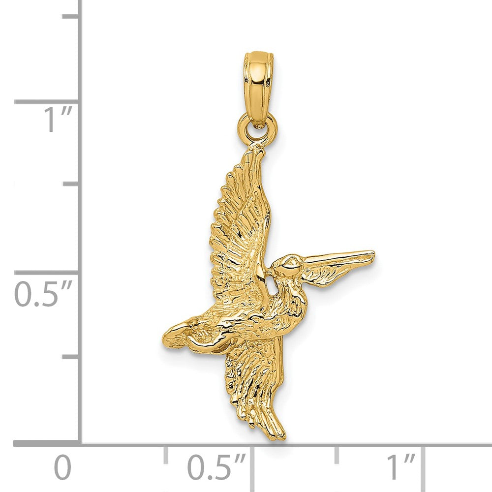 14K Gelbgold 3-D Pelikan im Flug Charm