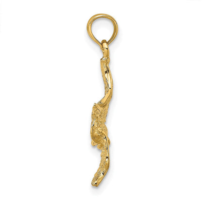 14K Gelbgold 3-d Pelican Flying Charm