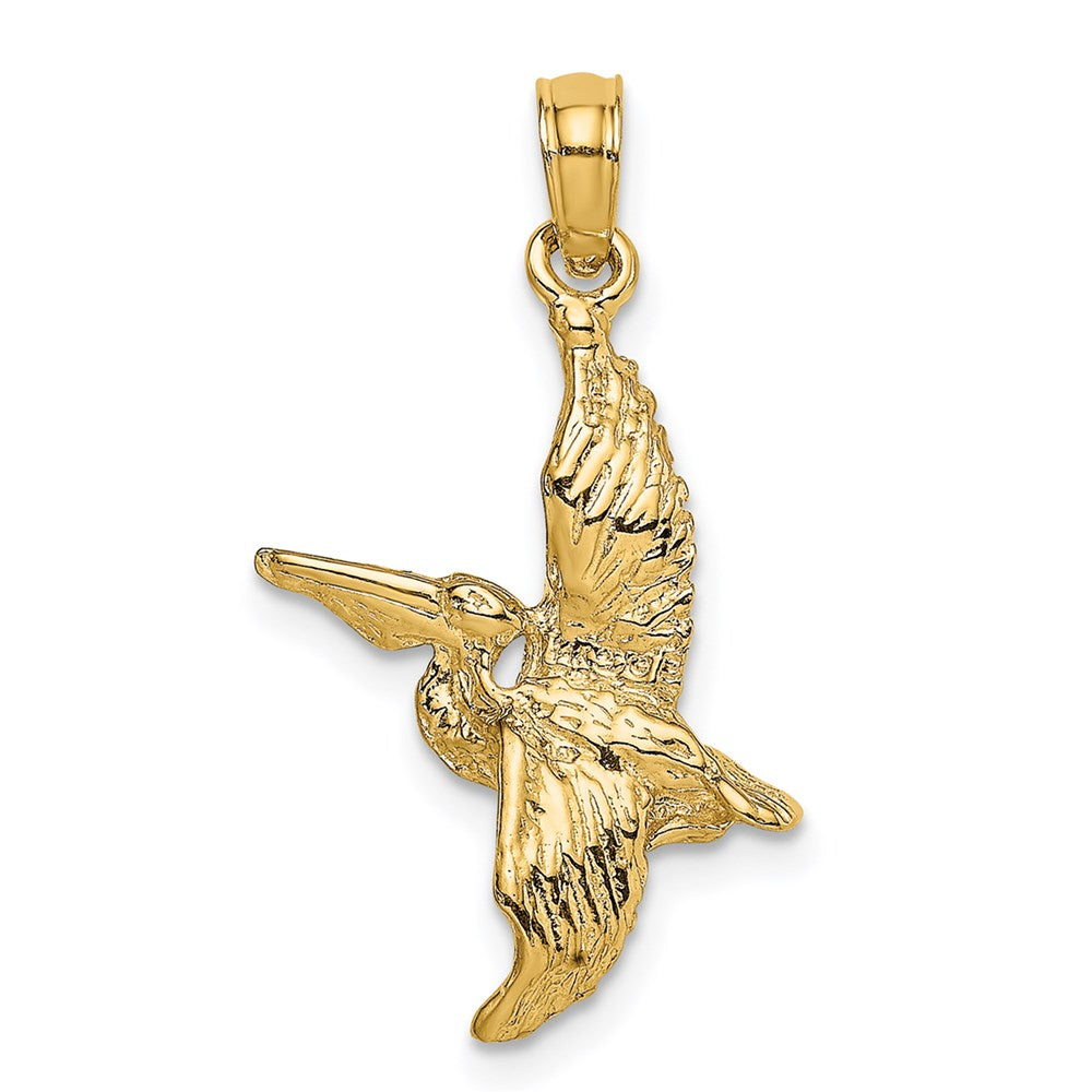 14K Gelbgold 3-d Pelican Flying Charm