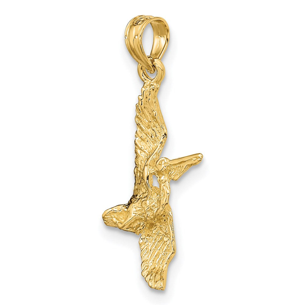 14K Gelbgold 3-d Pelican Flying Charm