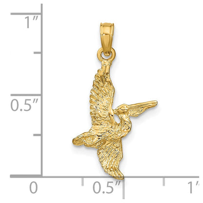 14K Gelbgold 3-d Pelican Flying Charm