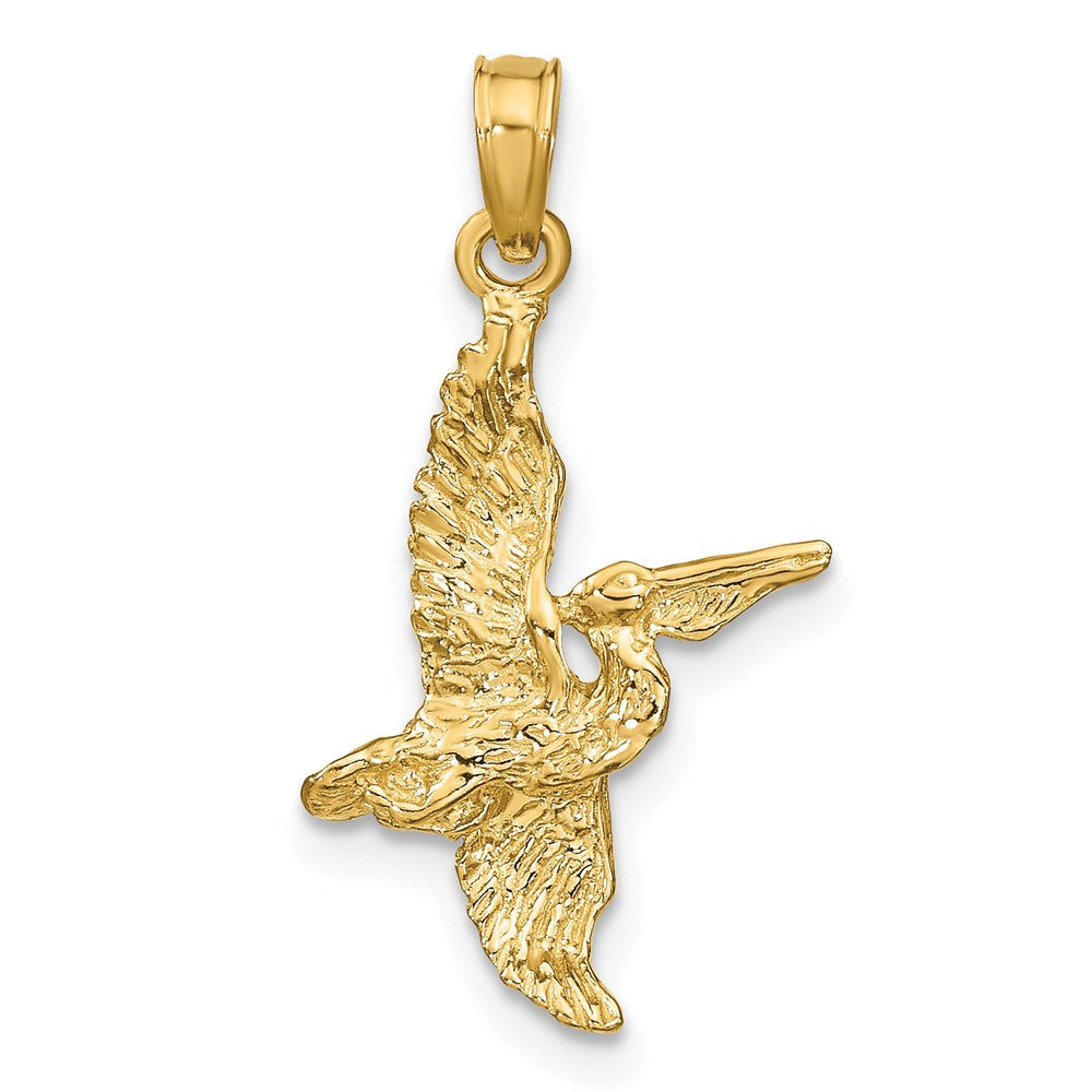 14K Gelbgold 3-d Pelican Flying Charm