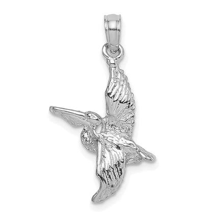 14K Weißgold 3-d Pelican Flying Charm