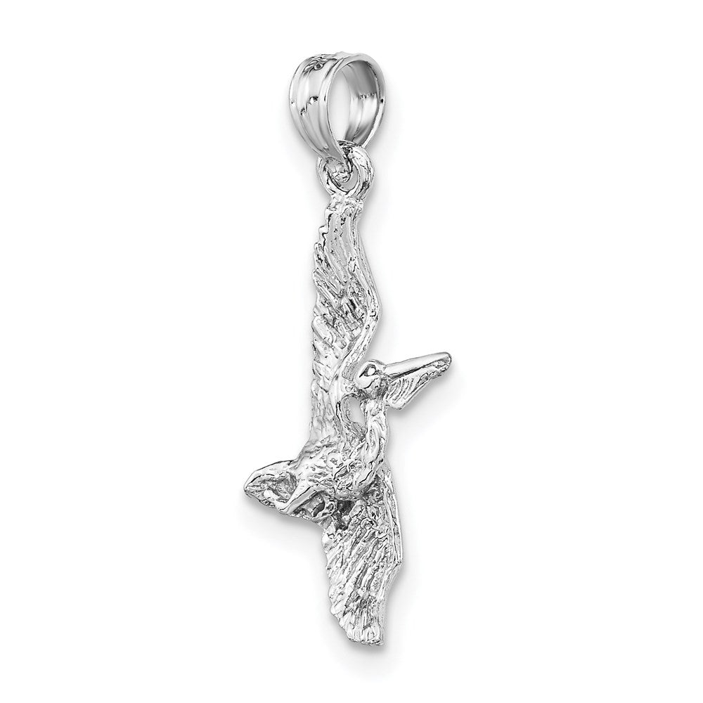 14K Weißgold 3-d Pelican Flying Charm