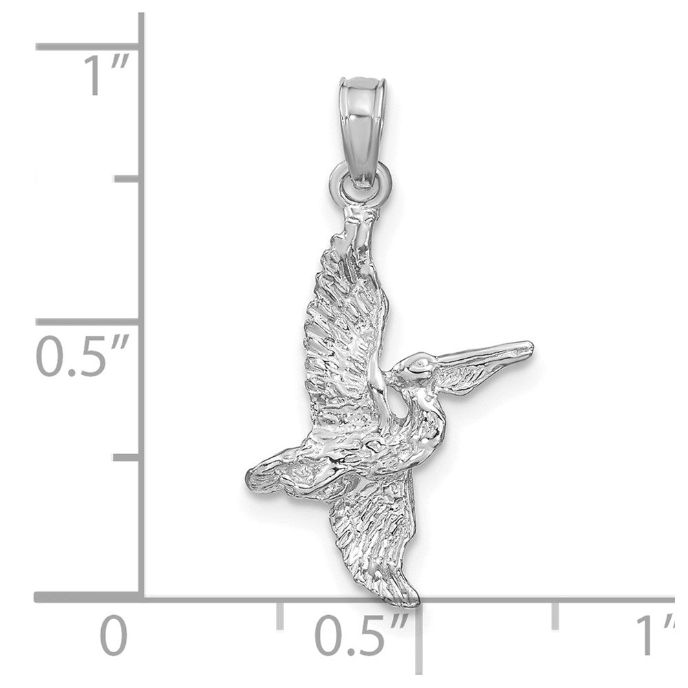 14K Weißgold 3-d Pelican Flying Charm