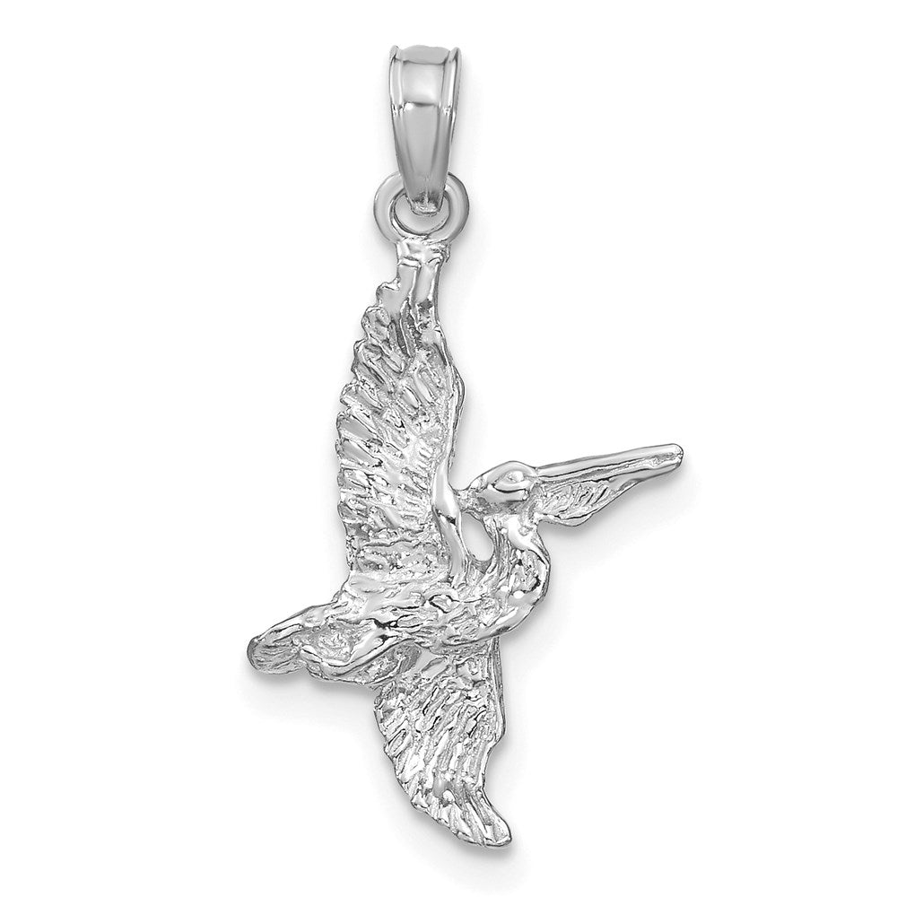 14K Weißgold 3-d Pelican Flying Charm