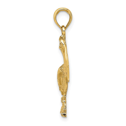 14K Gelbgold Stehender Pelikan Charm