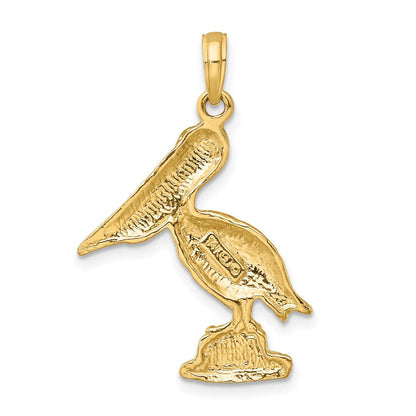 14K Gelbgold Stehender Pelikan Charm