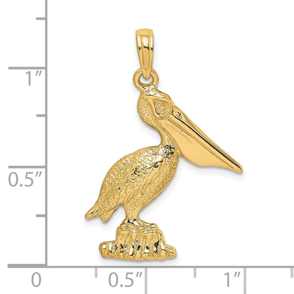 14K Gelbgold Stehender Pelikan Charm