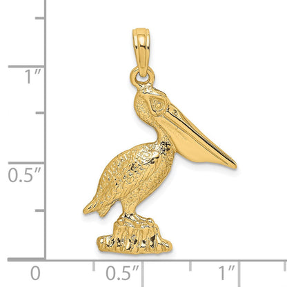 14K Gelbgold Stehender Pelikan Charm