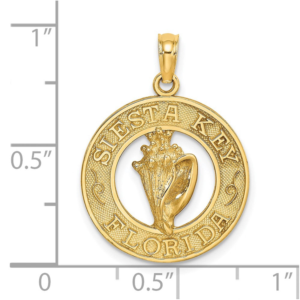 14K Gelbgold SIESTA KEY FL Kreis-Charm mit Muschel