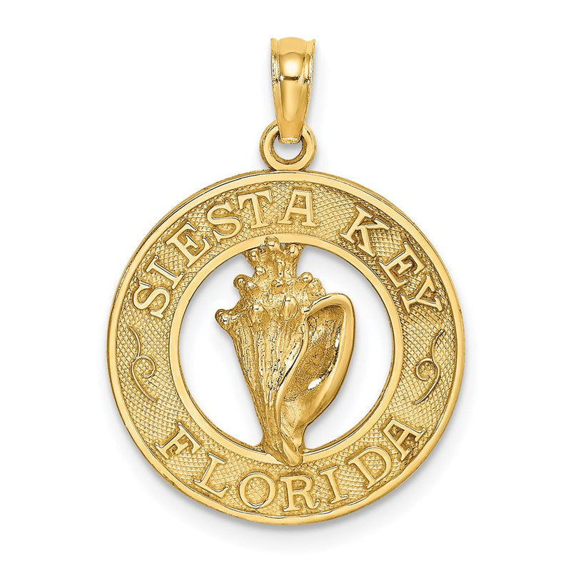 14K Gelbgold SIESTA KEY FL Kreis-Charm mit Muschel