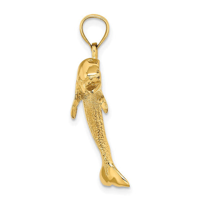14K Gelbgold Polierter Springender Delfin Charm
