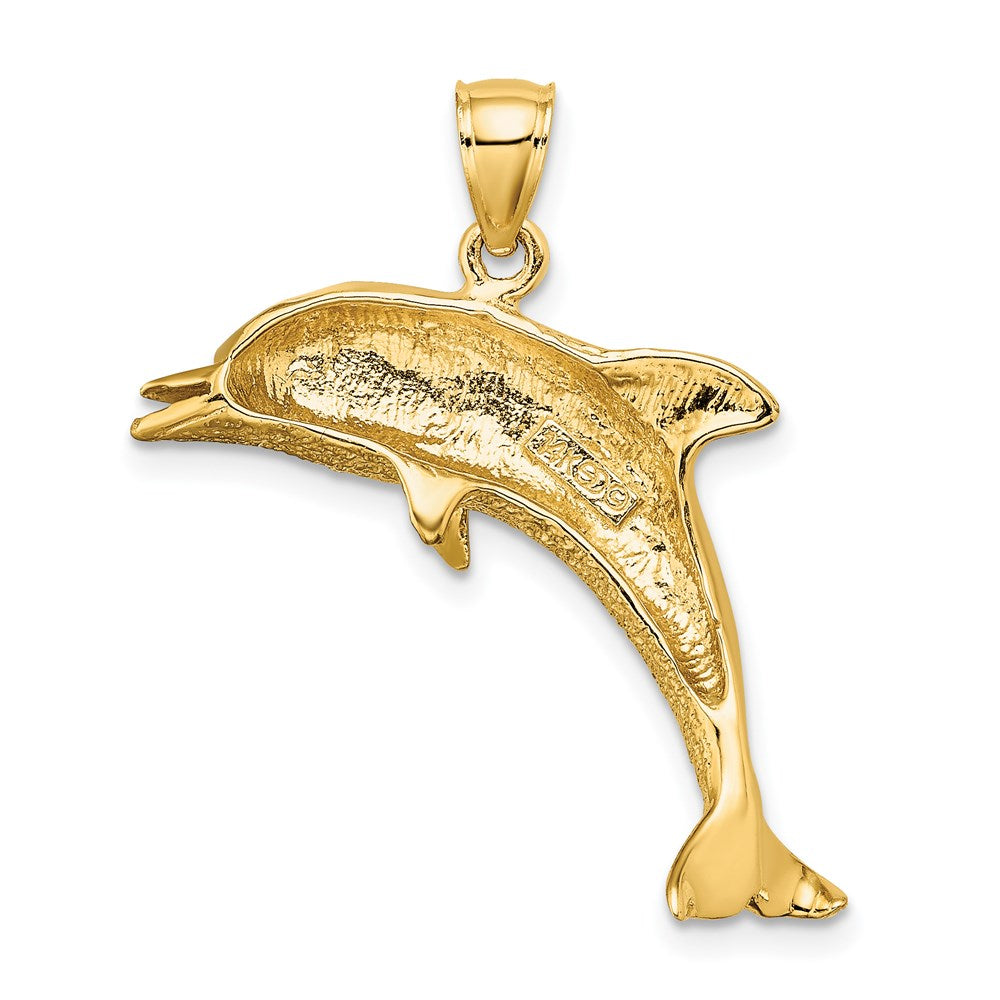 14K Gelbgold Polierter Springender Delfin Charm